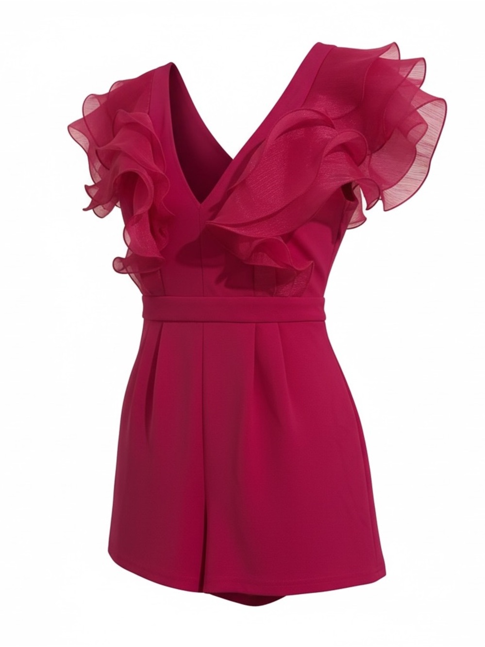 One-Piece Ruffle Romper in Deep Pink